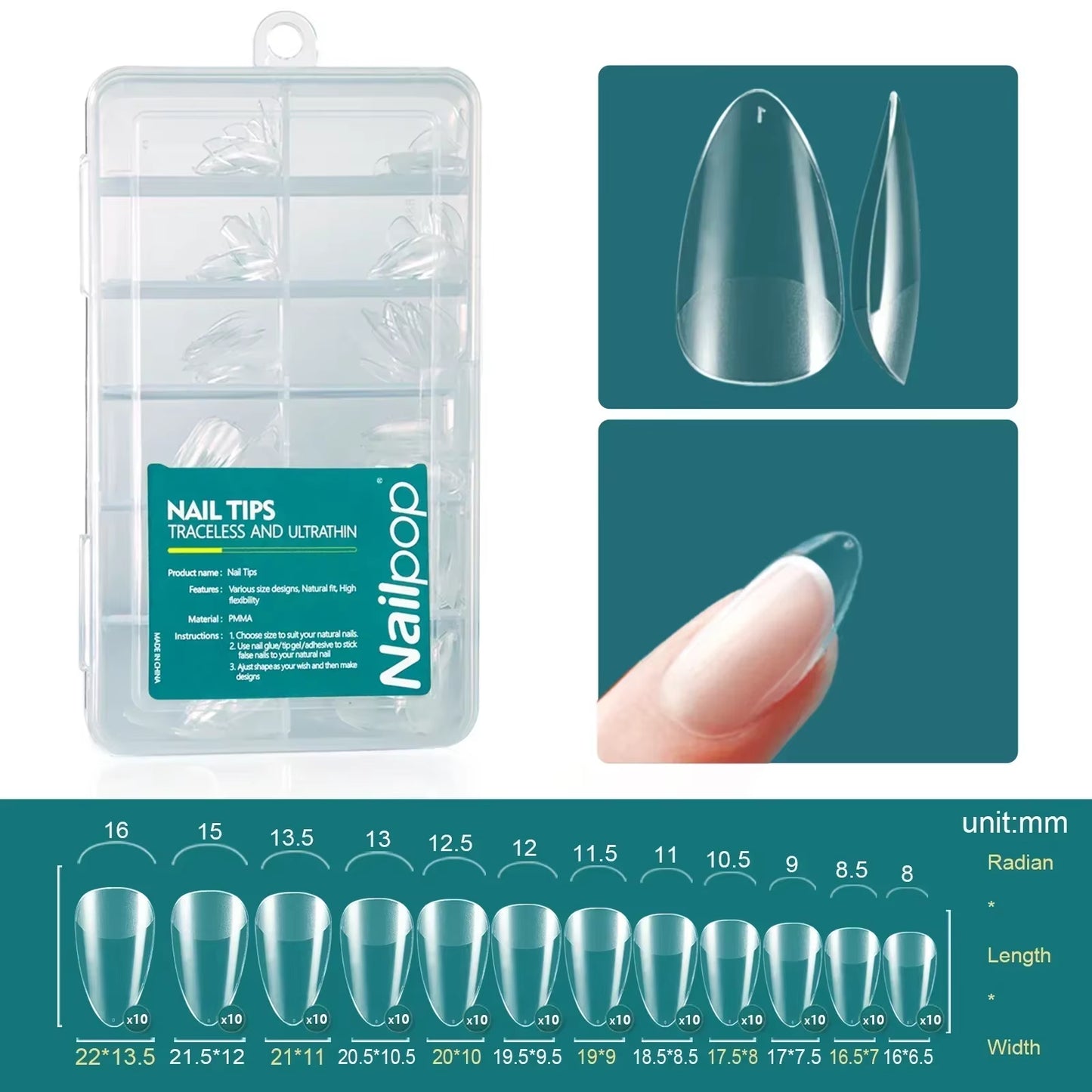 120Pcs/Box Gel X Nail Tips Medium Short Shape Almond/Square/Soft Gel Nail Tips False Nails Soak off Easy Nail Extensions